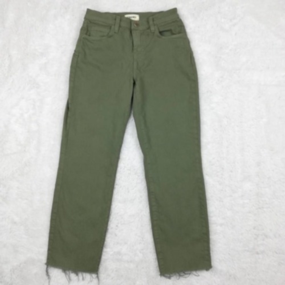 L'agence Jeans Womens Sada Cropped Green Stretch Frayed Slim High Rise Denim‎ 24